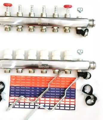 Коллекторная группа Wester 1"-3/4 в сборе с расходомерами на 11 выходов