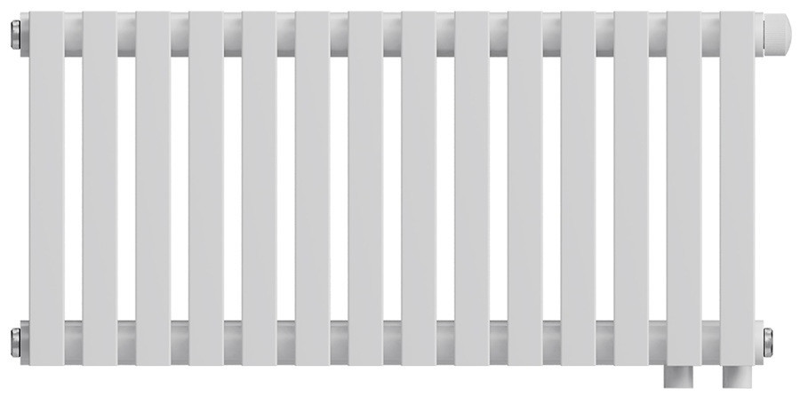 Стальной трубчатый радиатор 2-колончатый Royal Thermo Shift Q30 VC2030 - 14 секц. RAL9016, нижнее 1/2