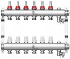 Коллекторная группа Wester 1"-3/4 в сборе с расходомерами на 6 выходов